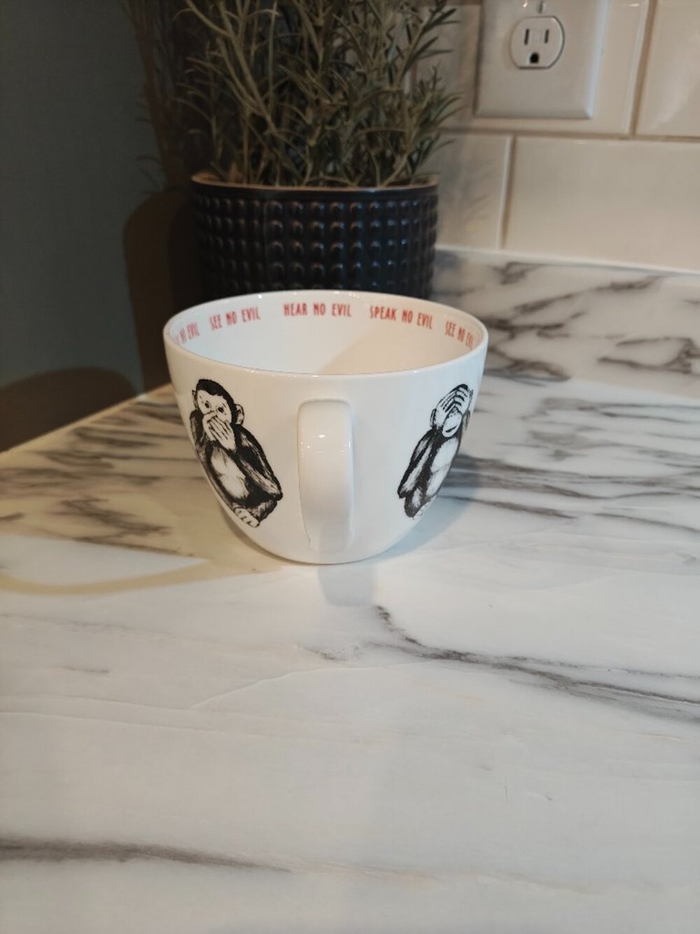 Portobello Three Wise Monkeys Bone China Jumbo Mug Hear Speak See No Evil - Picture 4 of 5